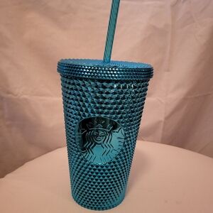 Starbucks Vibrant Blue Tumbler with Embossed Logo